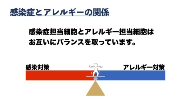 感染症とアレルギーの関係を書いたイラスト