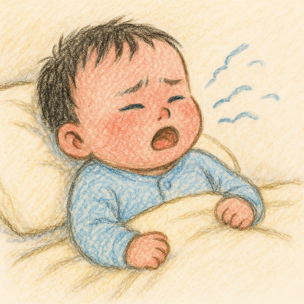 息苦しい赤ちゃんのイラスト