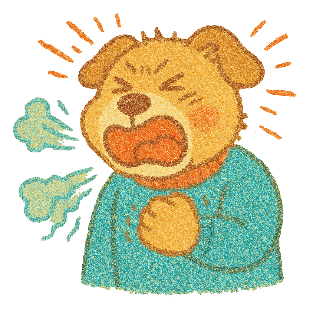 激しい咳の犬