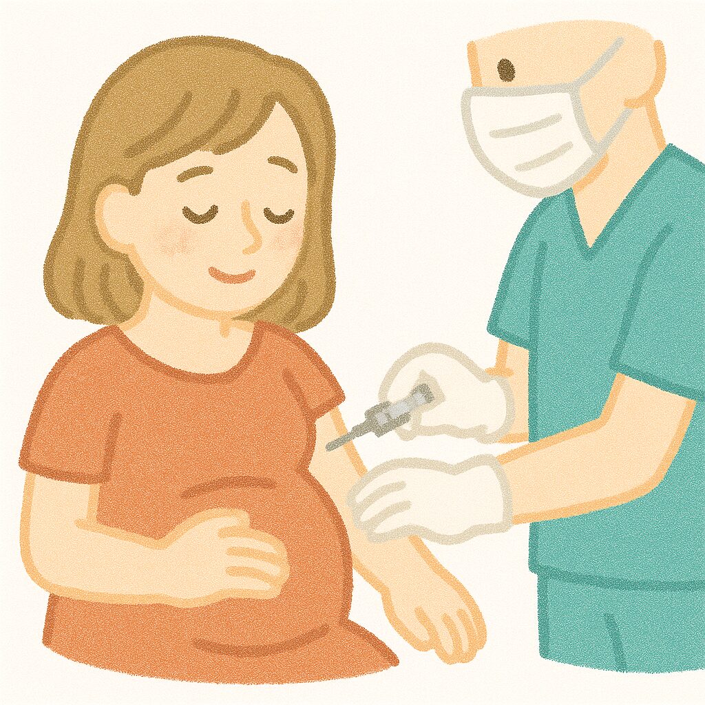 予防接種する妊婦